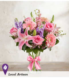 Pink Ribbon Bouquet™. An arrangement by Blessing and Blooms Florist.