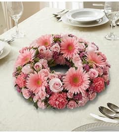 All Pink Centerpiece. An arrangement by Blessing and Blooms Florist.