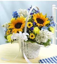 Country Wedding Flower Girl Arrangement. An arrangement by Blessing and Blooms Florist.
