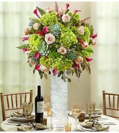 Vineyard Wedding Luxury Centerpiece. An arrangement by Graceland Florist.