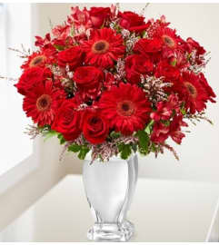 Shining Love - Red. An arrangement by Blessing and Blooms Florist.