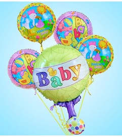 Tiny Bundle Rattle Mylar Bundle. An arrangement by Garden of Eden Floral.