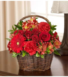 Peace, Prayers and Blessings - All Red. An arrangement by Blessing and Blooms Florist.
