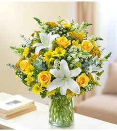 Ultimate Elegance™ - Yellow and White. An arrangement by Blessing and Blooms Florist.