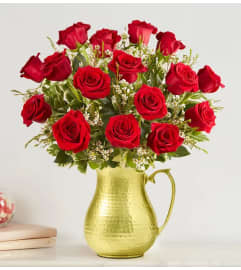 Pitcher Perfect Rose Bouquet. An arrangement by Garden of Eden Floral.