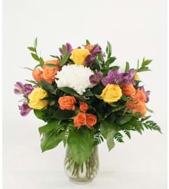 Colorful Mixed Design with Spray Roses. An arrangement by Flower Fantasy Inc..