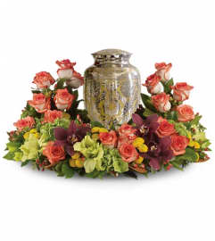 Sunset Wreath. An arrangement by Wasaga Flowers.