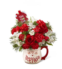 The FTD® Believe™ Mug Bouquet by Hallmark 2016. An arrangement by Country Cousins Flower Shop.
