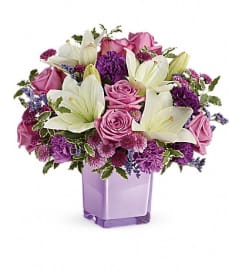 lavender blooms. An arrangement by Fine's Flowers.
