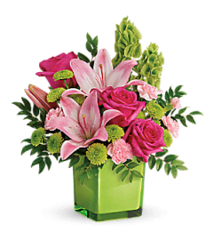 Teleflora's in love in lime bouquet. An arrangement by Marianna's Flower Island.