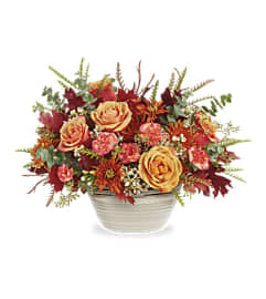The Rustic Harvest Centerpiece. An arrangement by Marivel's Florist and Gifts.