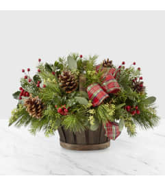 Holiday Homecomings Basket. An arrangement by Palmetto Gardens Florist.