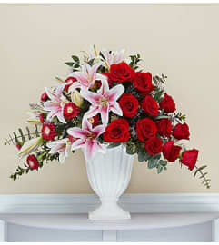 In Loving Memory™ Vase. An arrangement by Blessing and Blooms Florist.