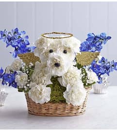All Dogs go to Heaven™. An arrangement by Blessing and Blooms Florist.