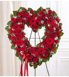 Always Remember Red Floral Heart Tribute. An arrangement by Blessing and Blooms Florist.