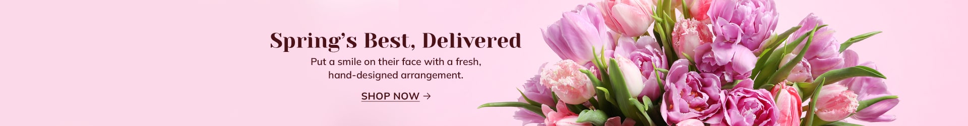 Spring best with pink and purple tulip on pink background - flower delivery in Mississauga, Etobicoke, Brampton