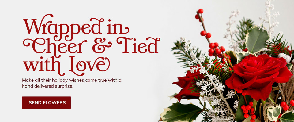 Red roses and greenery for Christmas flower gifting - flower delivery in Forest, Lambton Shores