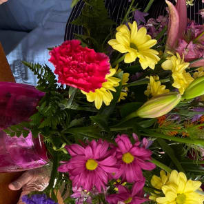 The recipient of the floral arrangement