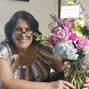 The recipient of the floral arrangement