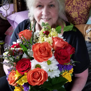 The recipient of the floral arrangement