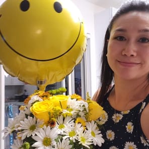The recipient of the floral arrangement