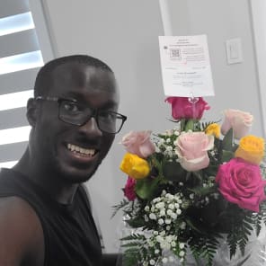 The recipient of the floral arrangement
