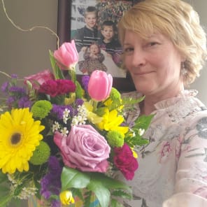 The recipient of the floral arrangement