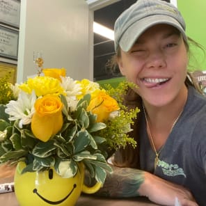 The recipient of the floral arrangement
