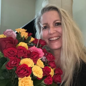 The recipient of the floral arrangement