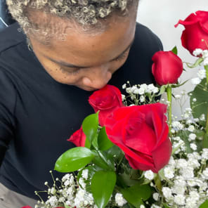 The recipient of the floral arrangement