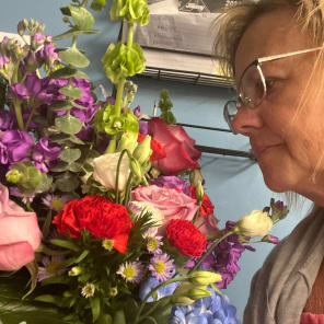 The recipient of the floral arrangement