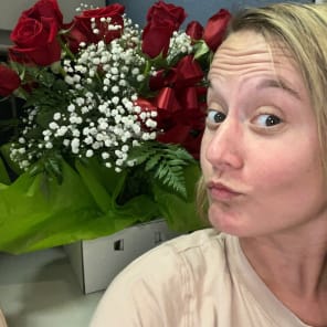 The recipient of the floral arrangement