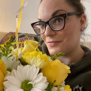 The recipient of the floral arrangement