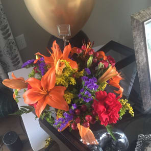 The recipient of the floral arrangement