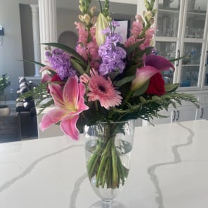 The recipient of the floral arrangement
