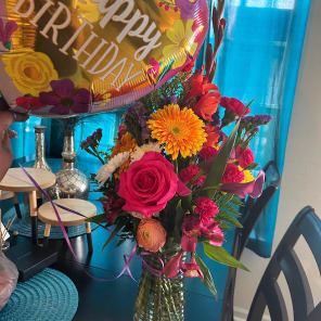 The recipient of the floral arrangement