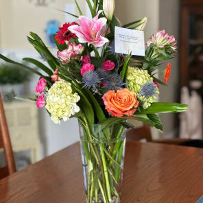 The recipient of the floral arrangement