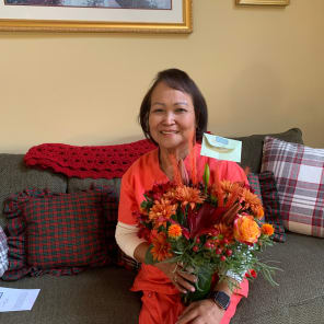 The recipient of the floral arrangement