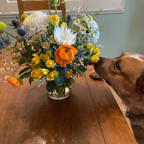 The recipient of the floral arrangement