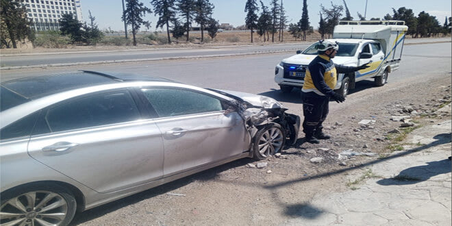 Syrian Civil Defense: 5 people injured in car accidents in various areas.