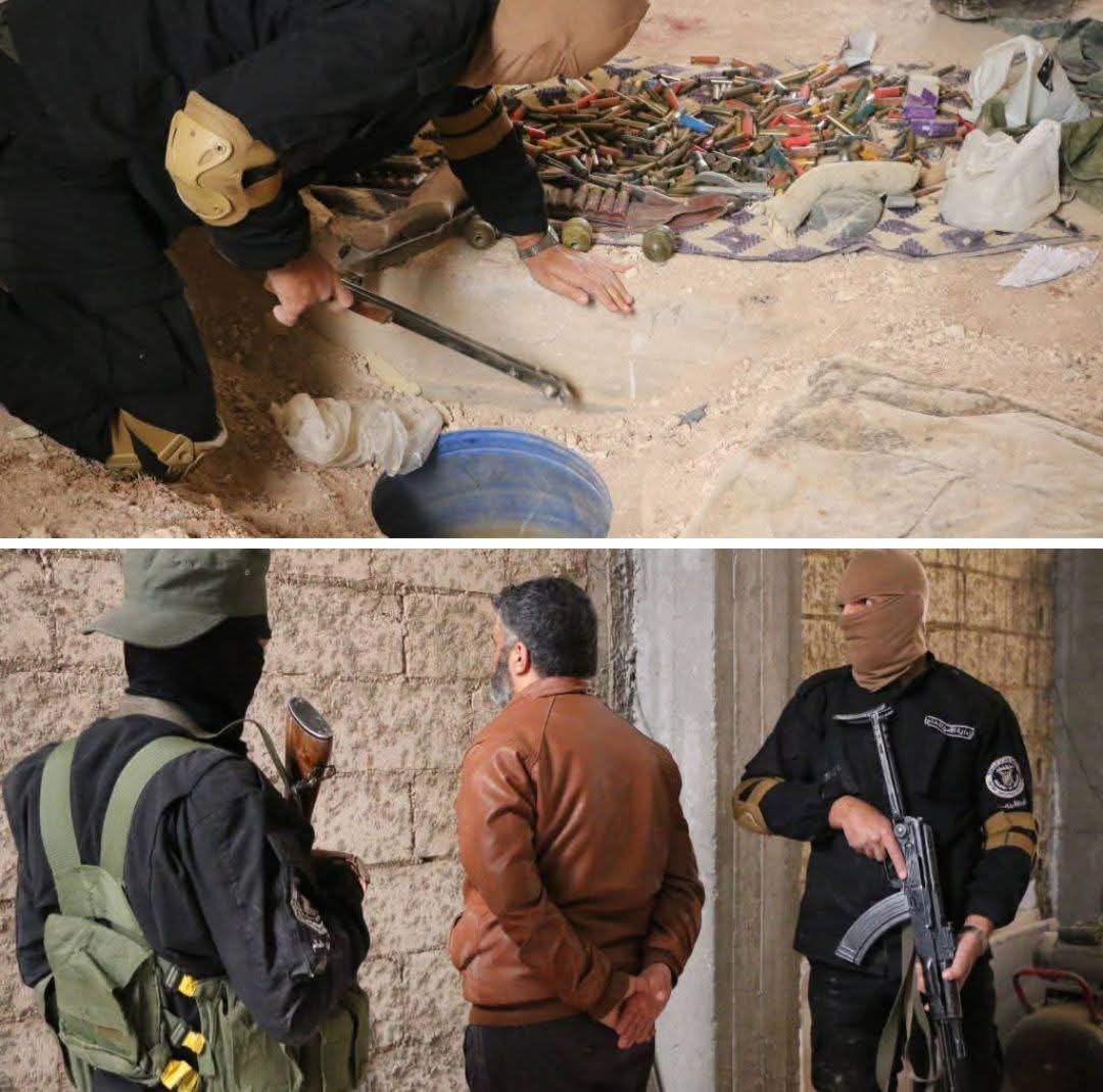 Security operation in Homs: Weapons warehouse seized and wanted individuals arrested.