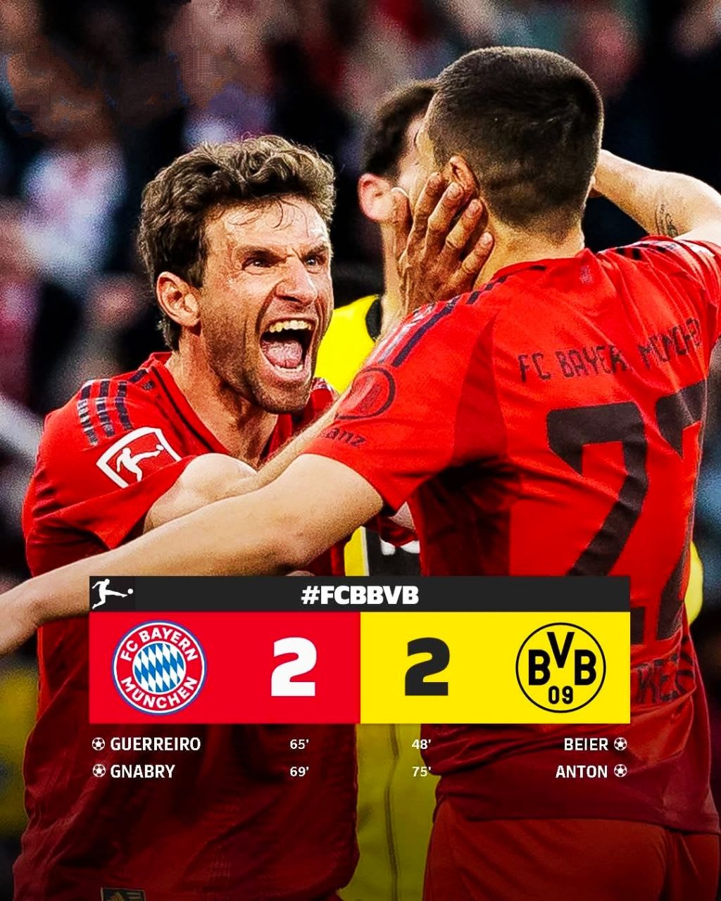 Classique palpitant se termine par un match nul entre le Bayern et Dortmund.