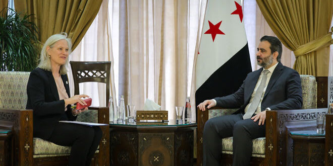 سوريا : الشيباني يبحث مع ممثلة برنامج الأغذية العالمي تعزيز التعاون المشترك