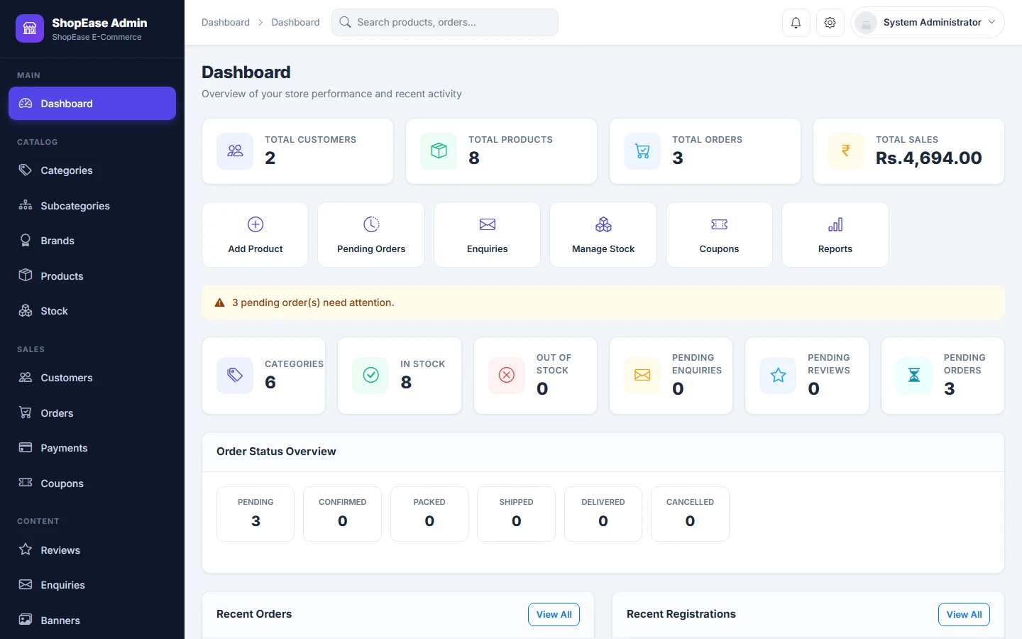 E-Commerce Management System Final Year Project with Source Code live demo preview