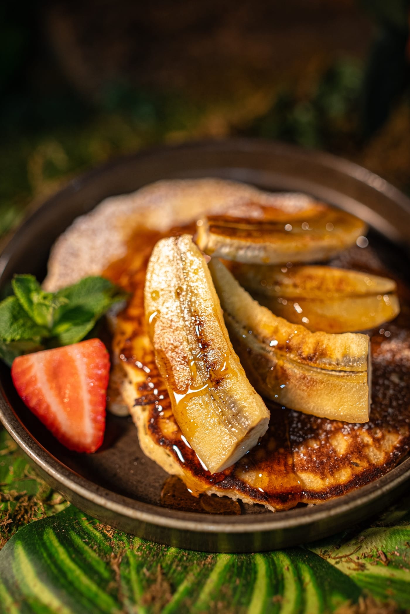 Pancakes with caramelised banana at Rose Street Garden, Edinburgh