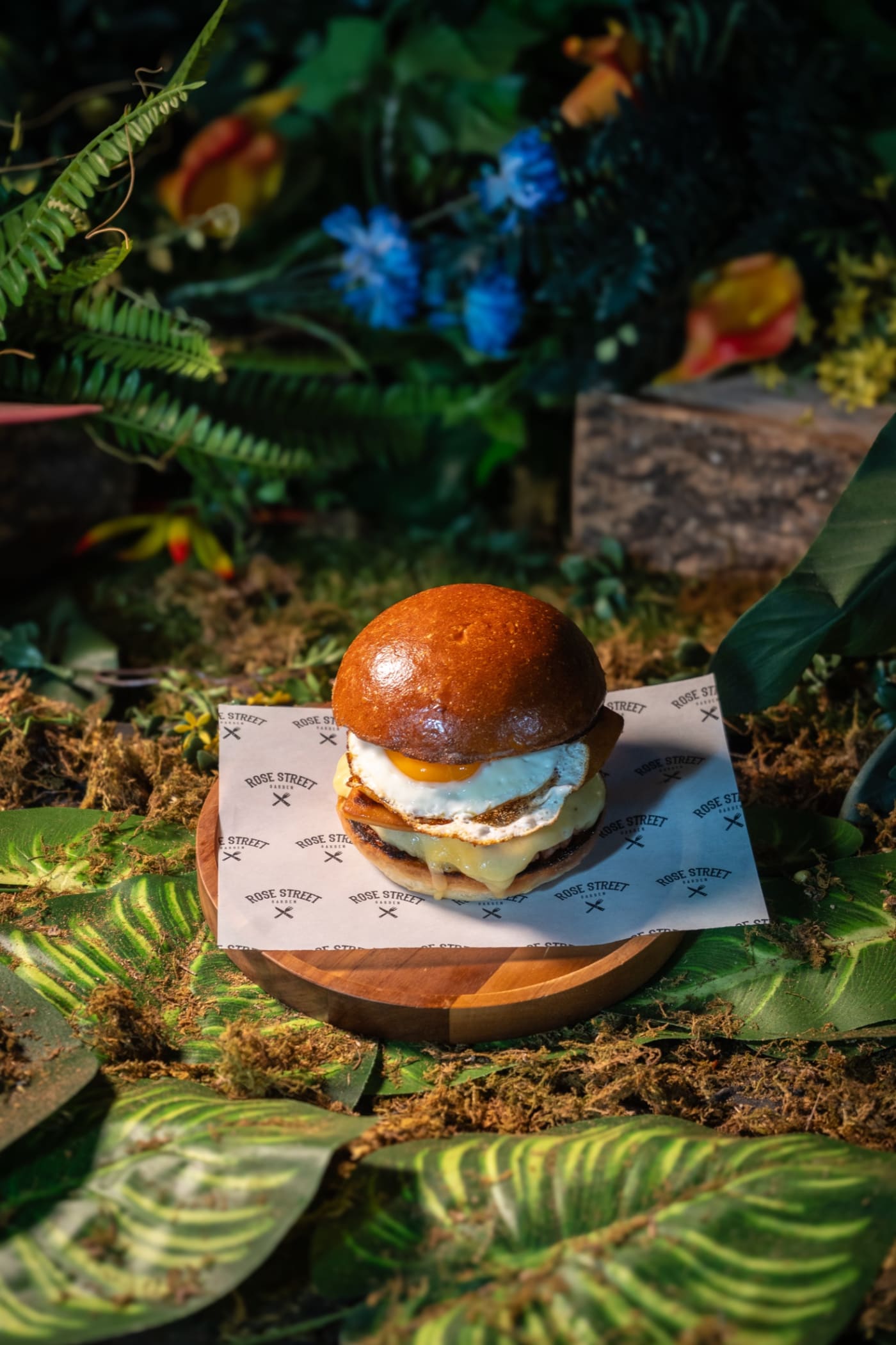 Brunch burger with fried egg at Rose Street Garden, Edinburgh
