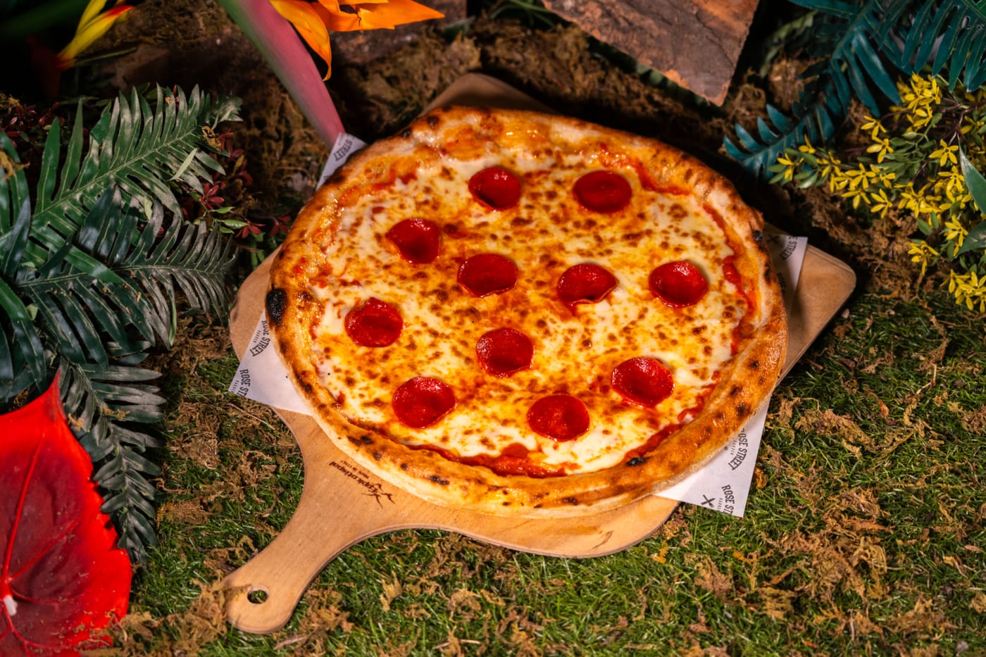 Pepperoni pizza fresh from the oven at Rose Street Garden, Edinburgh