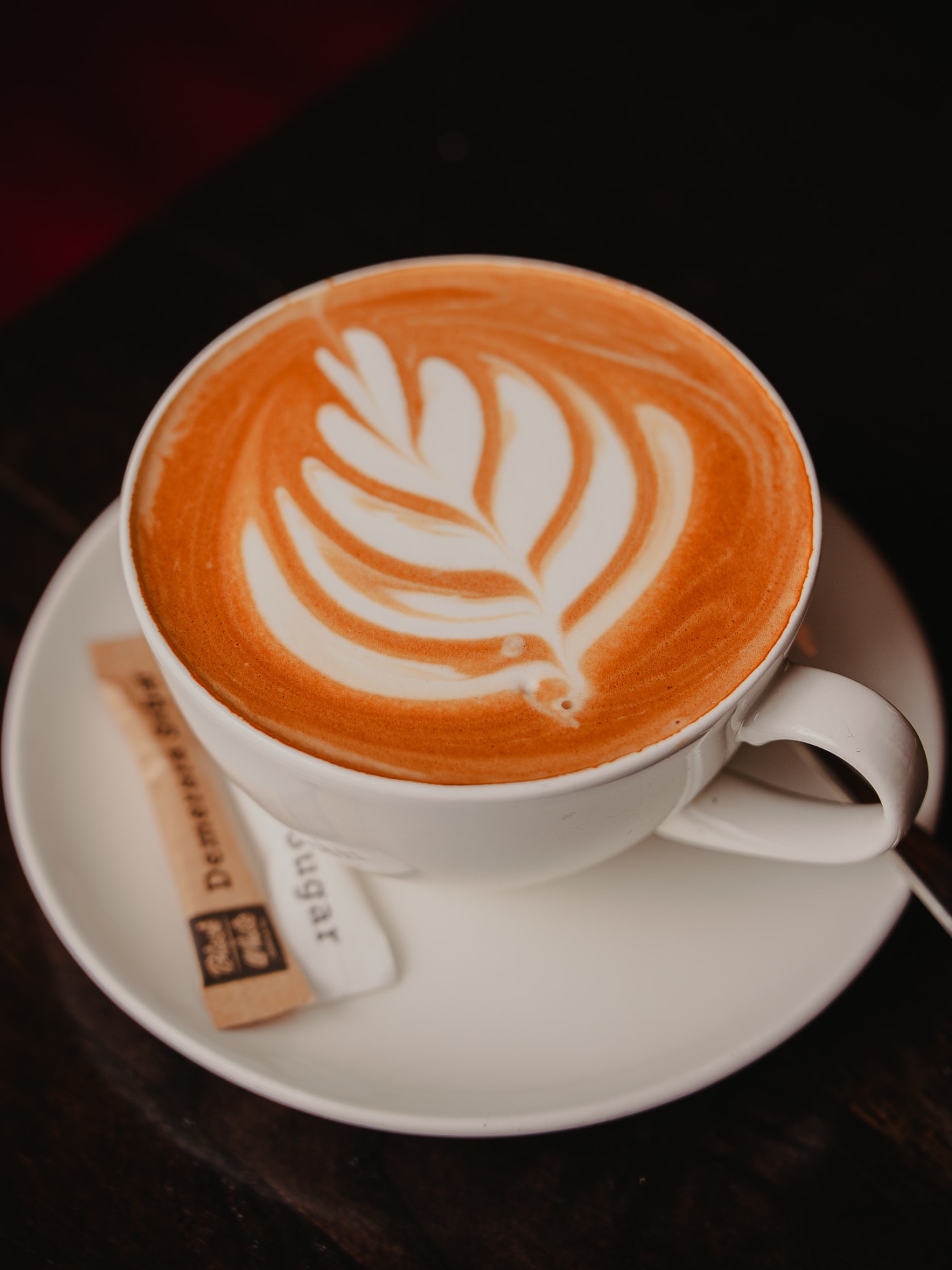 Flat white with latte art at Ryan’s of Edinburgh