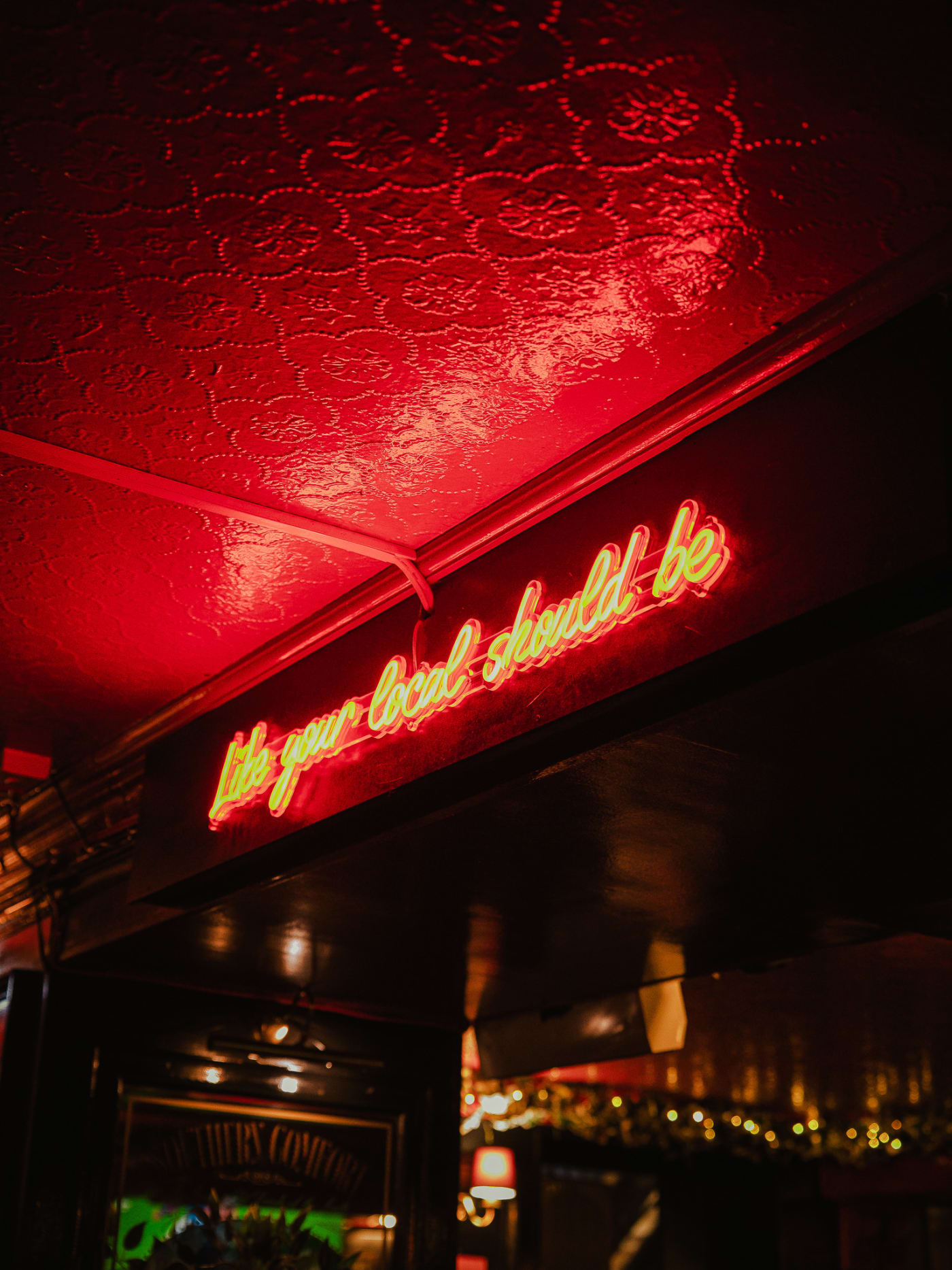 Neon sign detail at The Bailie Bar, Stockbridge