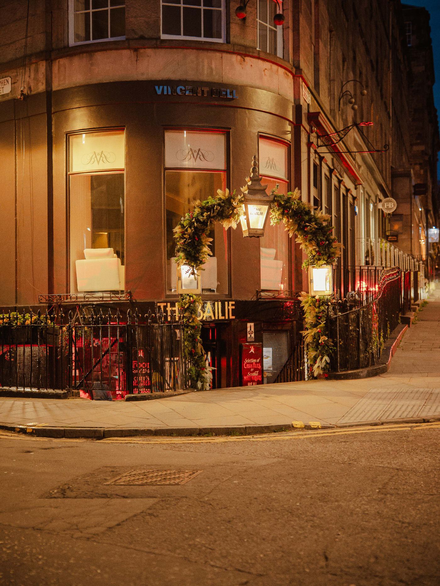 The Bailie Bar on the corner of the street, Stockbridge